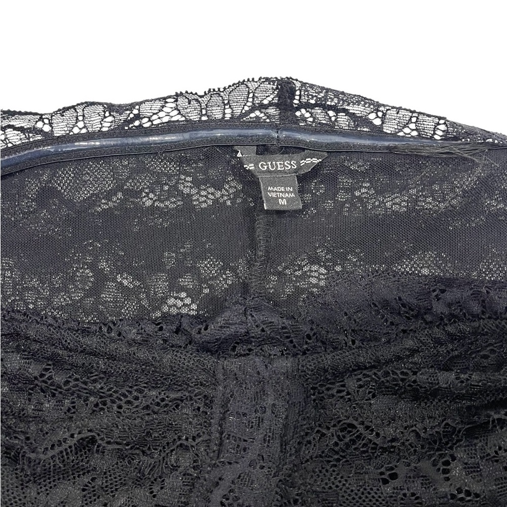 GUESS Zendai Off Shoulder Long Sleeve Lace Black Crop Top Dark Feminine Witchy - Picture 8 of 15